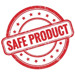 SAFE PRODUCT text on red grungy round rubber stamp.