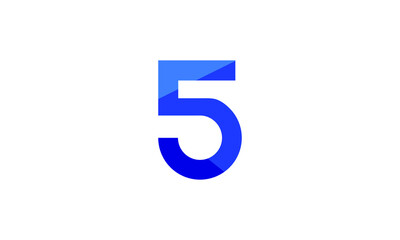 5 Number Modern Flat Blue Logo