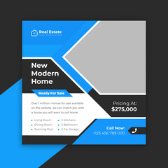 Modern home for sale Instagram post template. 