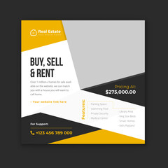 House for sell Instagram post template and real estate business marketing digital banner design