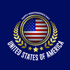 United State of America Independence Day Stamp Vector Illustration 