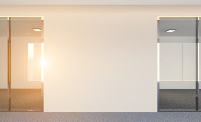 . Sunset. Modern office Cabinet.  3D rendering.   Meeting room
