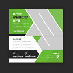 Pressure Washing Instagram post template and cleaning service banner design. 