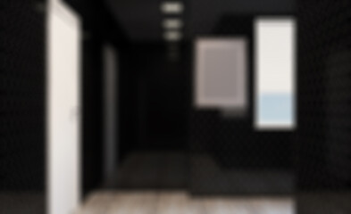 Bokeh blurred phototography. Bathroom interior bathtub. 3D rendering.. Mockup.   Empty painti