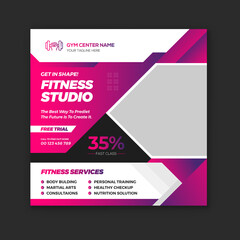 Fitness and gym Instagram post and square web banner design
