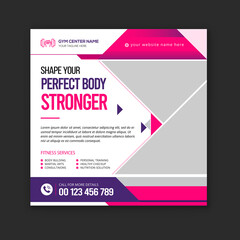 Fitness and gym social media instagram post and square flyer design template 