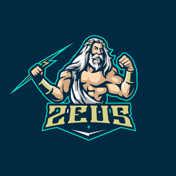 Zeus mascot logo design vector with modern illustration concept style for badge, emblem and t shirt printing. Angry zeus illustration for sport and esport team.