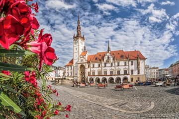 Town Hall with flowers in Olomouc (UNESCO) Czech Republic - obrazy, fototapety, plakaty