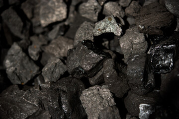 Fototapeta na wymiar Top view of a coal mine mineral black for background. Used as fuel for industrial coke.