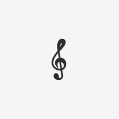 Vector illustration of treble clef on white background