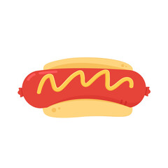 Hot Dog cartoon vector. Mustard on Hot Dog. Mustard bottle vector.