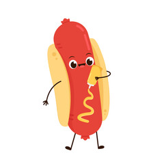 Hot Dog character character design. Mustard on Hot Dog.