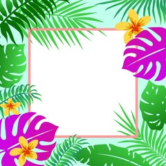 Fototapeta na wymiar frame with tropical flowers