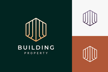 Real estate developer or property logo in luxury and futuristic shape
