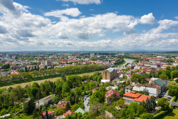 The Uzhgorod aerial panorama city view