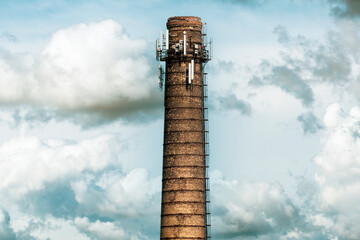 Factory chimney with antennas