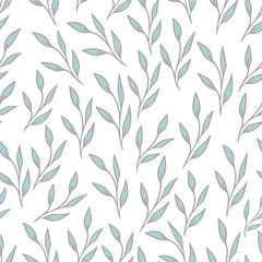 Seamless pattern with leaves in pastel colors. Surface design for wallpaper, textile, paper etc. 