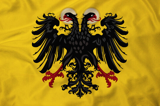 Banner of the Holy Roman Empire, realistic rendering with texture