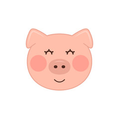 Cute pig face. Vector illustration.