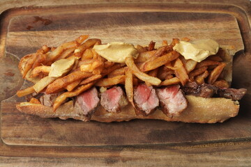 steak with fries sandwich 