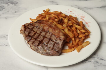 steak with French fries