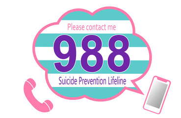 988 A balloon-like graphic with the motif of an American suicide prevention phone number.