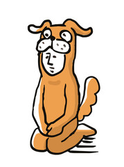 年賀状素材　座るイヌの着ぐるみを着た人物