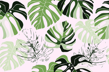 Tropical leaves. Exotic pattern. Creative seamless background. Fashion template for design, clothing, textiles
