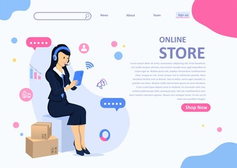 Customer support concept Professional operator support illustration Communication assistance Personal assistant service Personal advisor and helpful advice service Online support agent