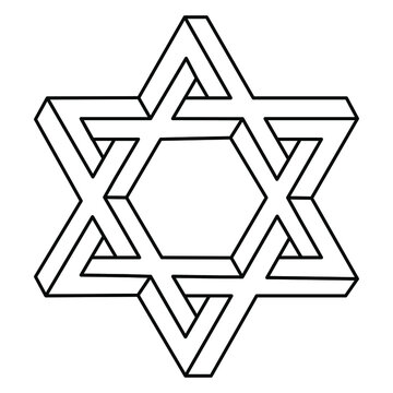 Impossible shape logo design, optical illusion object. Op art figure. Sacred geometry. Line art.