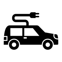 Vector Electric Car Glyph Icon Design