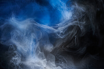 Abstract blue ocean background. Underwater swirling smoke, vibrant sea colors wallpaper, wave paint in water