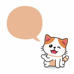 Cartoon character exotic shorthair cat with speech bubble for design.