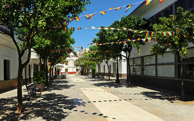 Plaza Barroso en el centro histórico de Rota, provincia de Cádiz Andalucía España. Pueblos de la Costa de Cádiz. © joserpizarro
