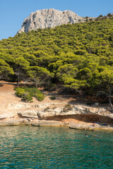 transparent sea on a boat trip in Egina  Greece