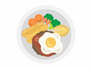 皿に盛られたハンバーグのイラスト
