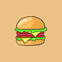 burger design vector with cream color background