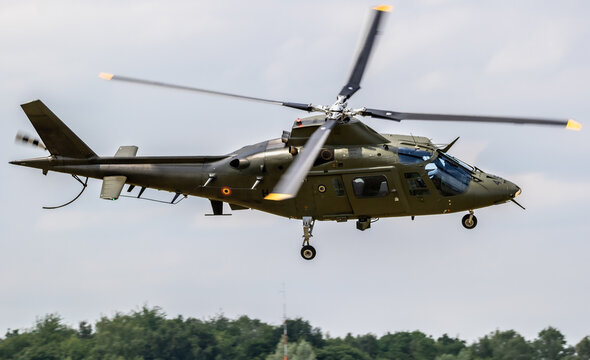 Belgian Air Force Agusta A109 helicopter at Florennes Air Base, Belgium