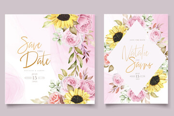 watercolor hand drawn floral with beautiful colours invitation card set