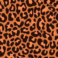 Foto op Plexiglas Oranje Luipaard strepen patroon ontwerp - herfstbladeren kleur, grappige tekening naadloze luipaard patroon. Belettering poster of t-shirt textiel grafisch ontwerp. behang, inpakpapier. Fijne herfst!