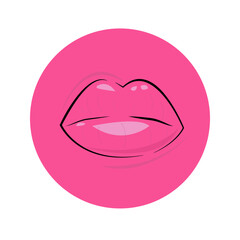 Pink lips.  Shadows on the face.  Bright lipstick.  Overflowing shine.