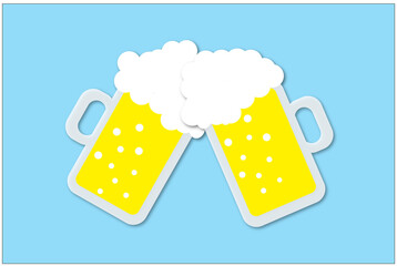 乾杯のコンセプト。ビールジョッキで乾杯するイラスト。  © lastpresent