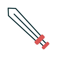 Sword Two Color Vector Line Icon Design