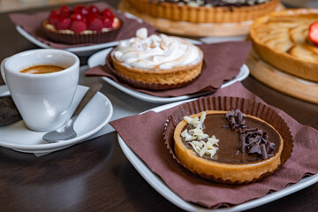 Breakfast coffee with various pastries