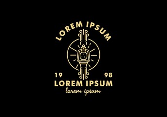 lit lantern line art with lorem ipsum text