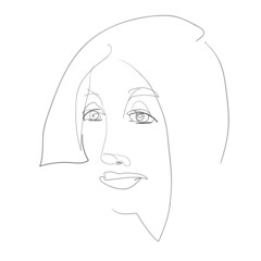 Linear, vector drawing by hand. Sketch, an abstract face of a young woman.