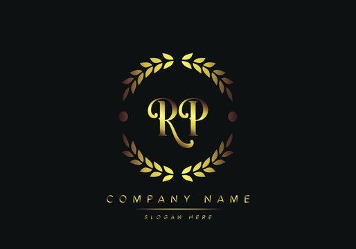 letters RP monogram logo, gold color, luxury style, Vector Illustration