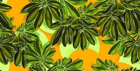 Seamless Pattern Money Tree Leaf Abstrac With Spring Colors