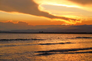 Obraz premium 海岸の夕暮れの風景