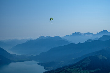 Paraglider in the swiss mountains